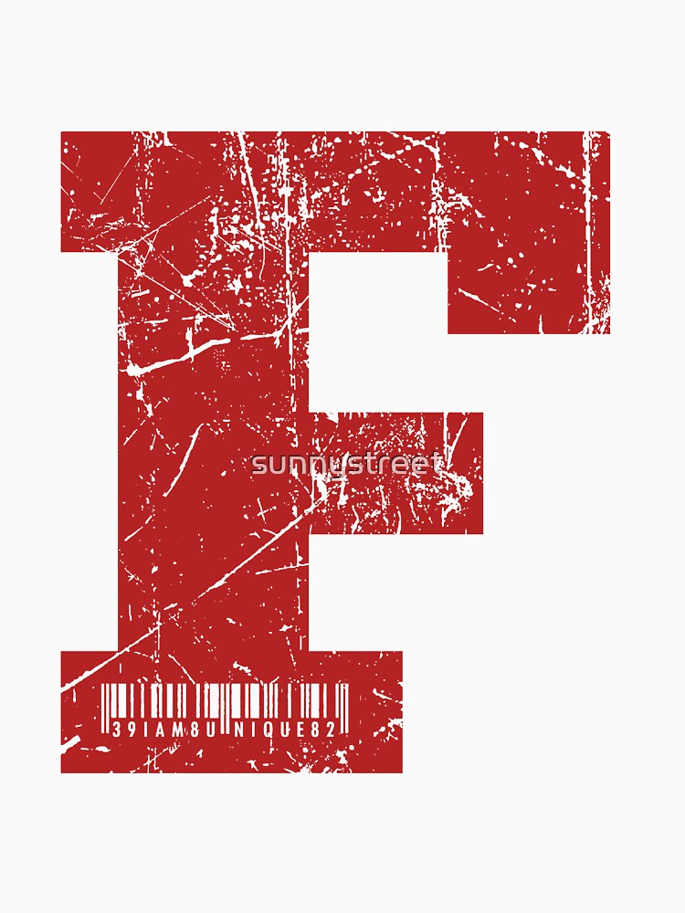 Red Grunge Monogram Letter "F" I Am Unique by SunnyStreet T-Shirts, Hoodie, Sweatshirt | BlankRebels.com (Image 3)