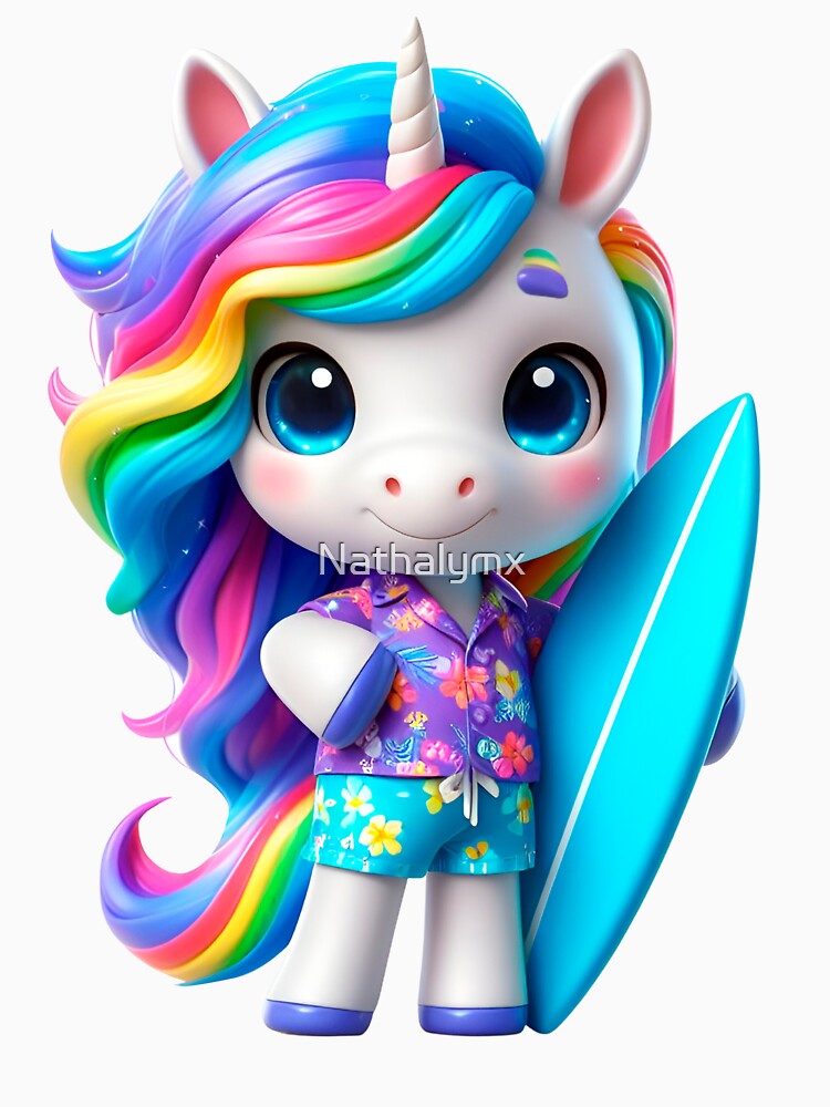 Cute Hawaiian Rainbow Unicorn with surf board by Nathalymx T-Shirts, Hoodie, Sweatshirt | BlankRebels.com (Image 3)