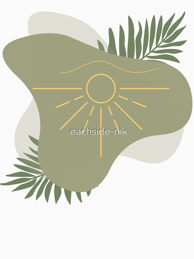 Boho Sun Abstract Art Print – Minimalist Earthy Wall Decor with Botanical Leaves by eachside-nik T-Shirts,... (Image 3)