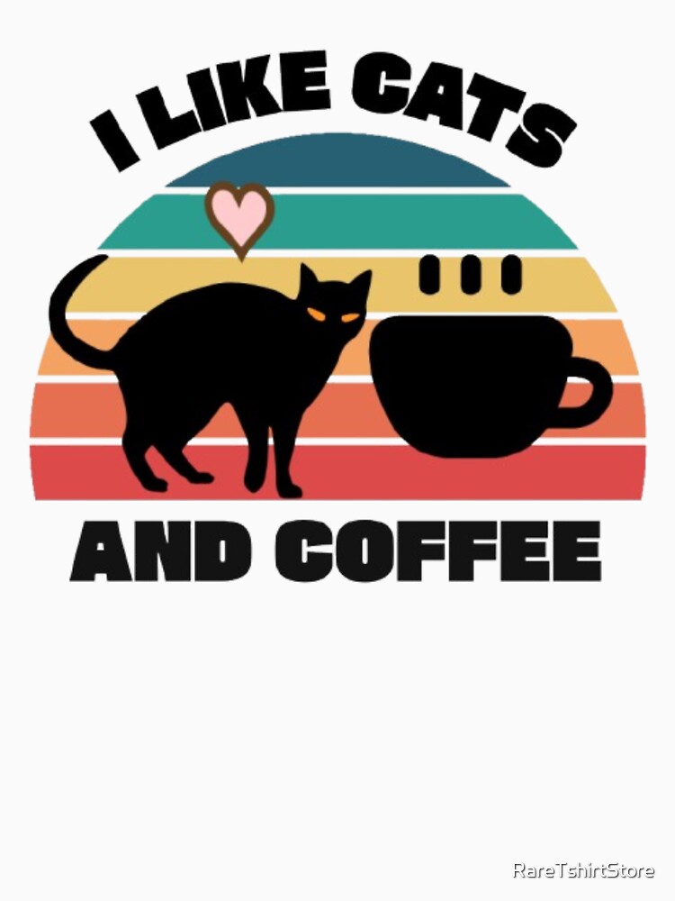 Cute "I Love Cats and Coffee" Printed T-Shirt / Black Cat and Coffee Design Soft, Warm and Stylish | Perfect... (Image 3)