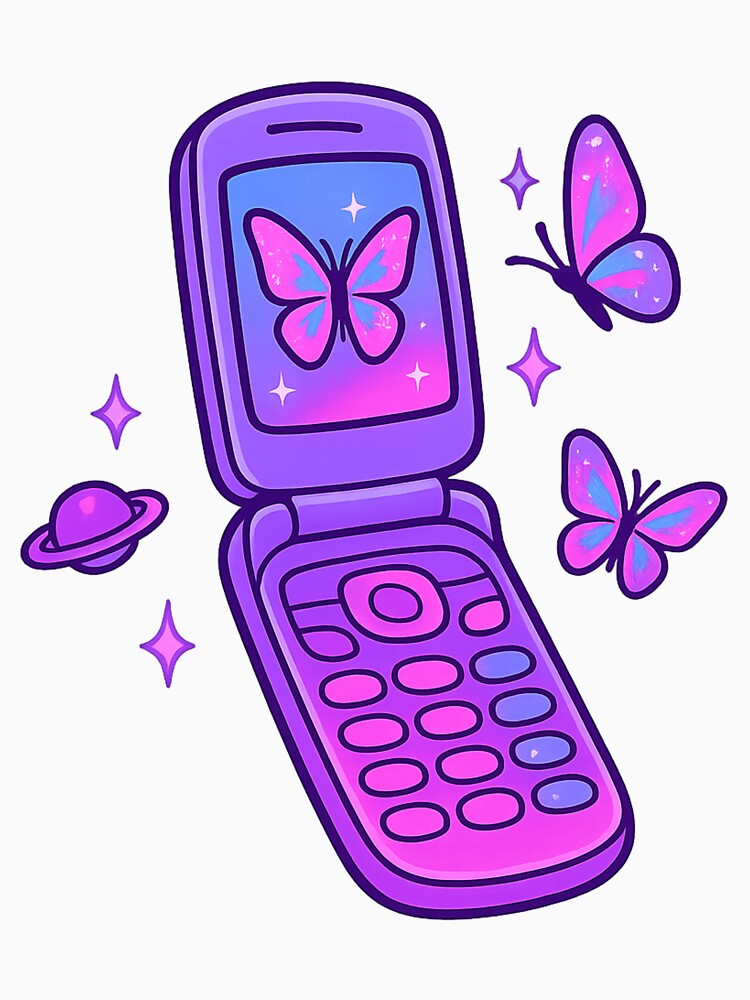 Retro Y2K Butterfly Phone – Cute Nostalgia Design by Chahika Designs T-Shirts, Hoodie, Sweatshirt | BlankRebels.com (Image 3)