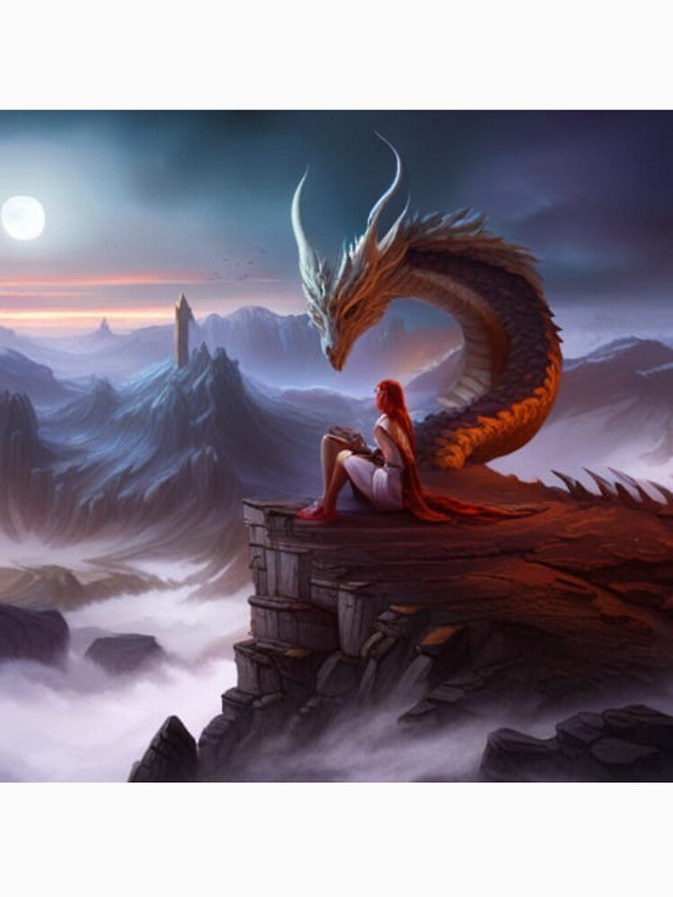 Dragon with girl on mountain by JackFreestone T-Shirts, Hoodie, Sweatshirt | BlankRebels.com (Image 3)