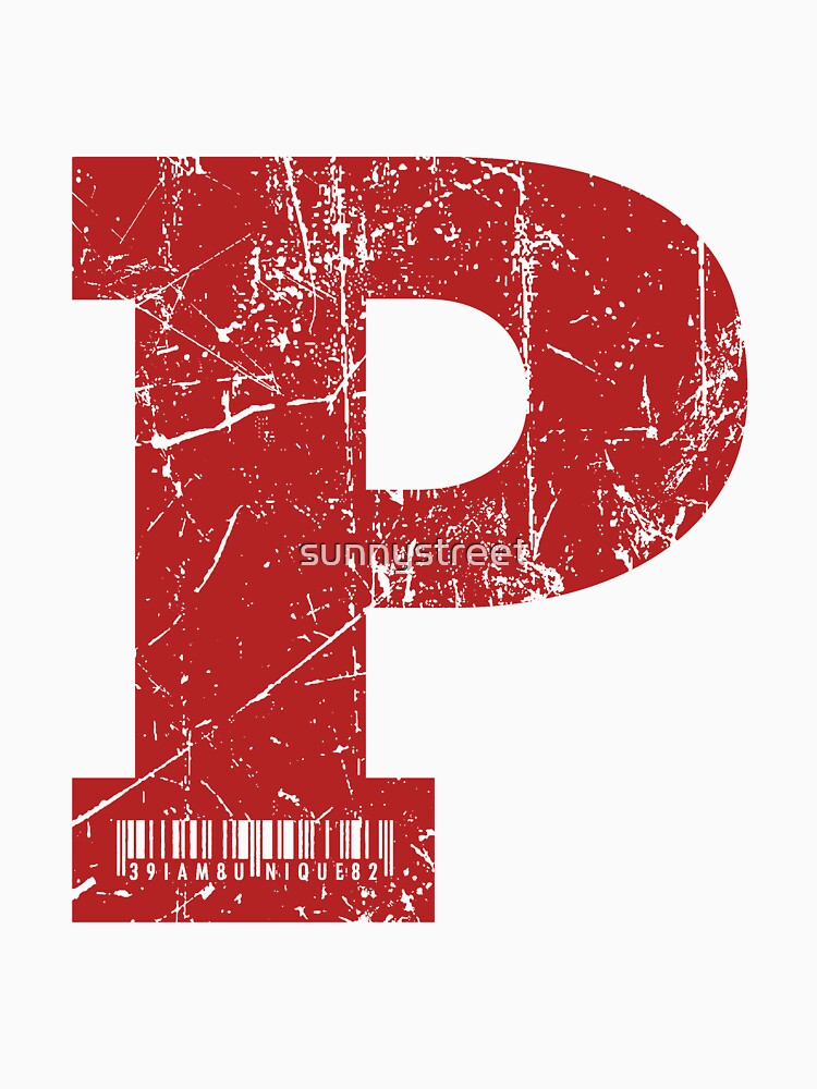Red Grunge Monogram Letter "P" I Am Unique by SunnyStreet T-Shirts, Hoodie, Sweatshirt | BlankRebels.com (Image 3)