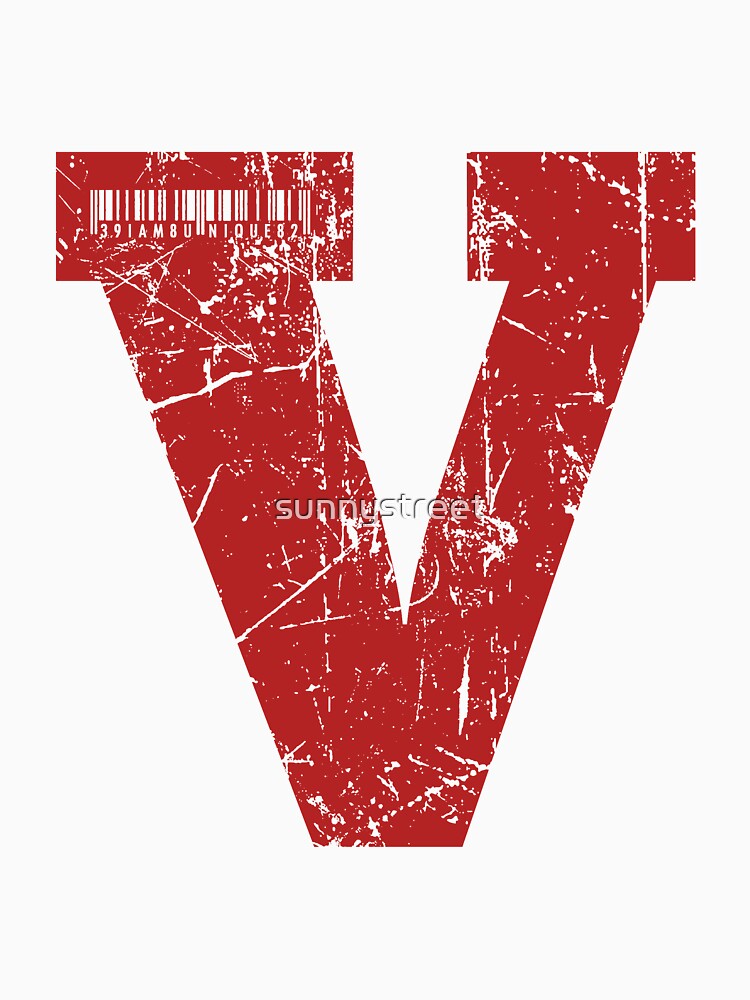 Red Grunge Monogram Letter "V" I Am Unique by SunnyStreet T-Shirts, Hoodie, Sweatshirt | BlankRebels.com (Image 3)