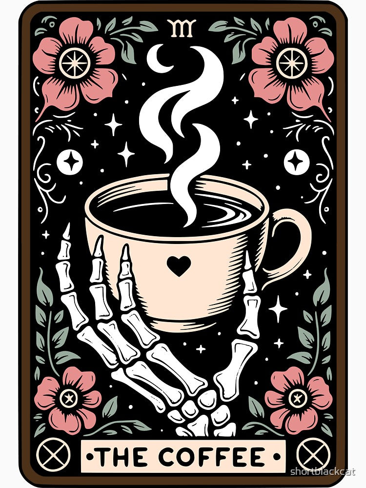 The Coffee Tarot Card With Skeleton Hand by shortblackcat T-Shirts, Hoodie, Sweatshirt | BlankRebels.com (Image 3)