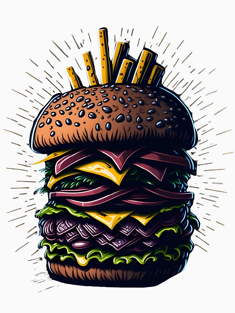 Cartoon Stoked Giant Burger by hassanjnoub T-Shirts, Hoodie, Sweatshirt | BlankRebels.com (Image 3)