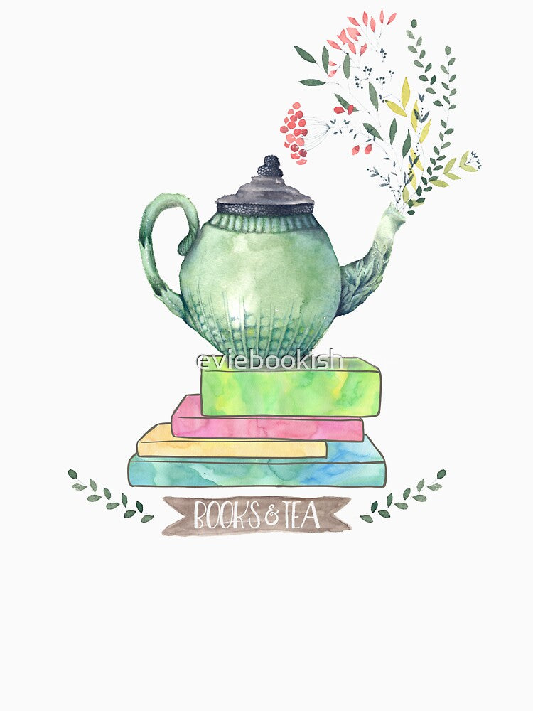 Books & Tea Watercolor by eviebookish T-Shirts, Hoodie, Sweatshirt | BlankRebels.com (Image 3)