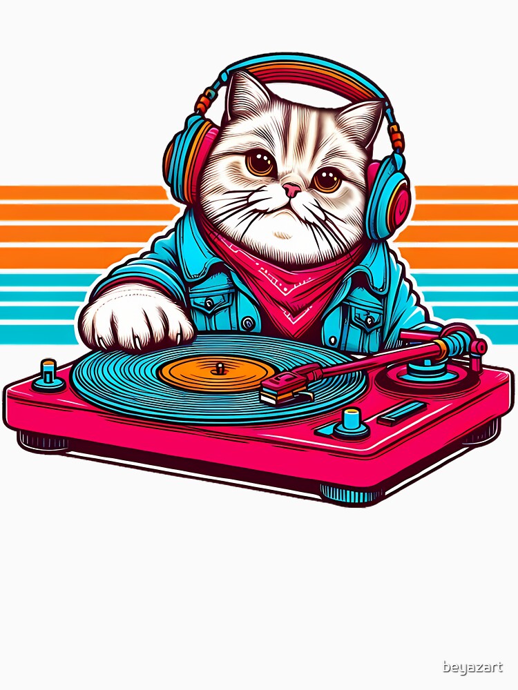 DJ Cool Cat with Sunglasses - Party Vibes and Beats by beyazart T-Shirts, Hoodie, Sweatshirt | BlankRebels.com (Image 3)