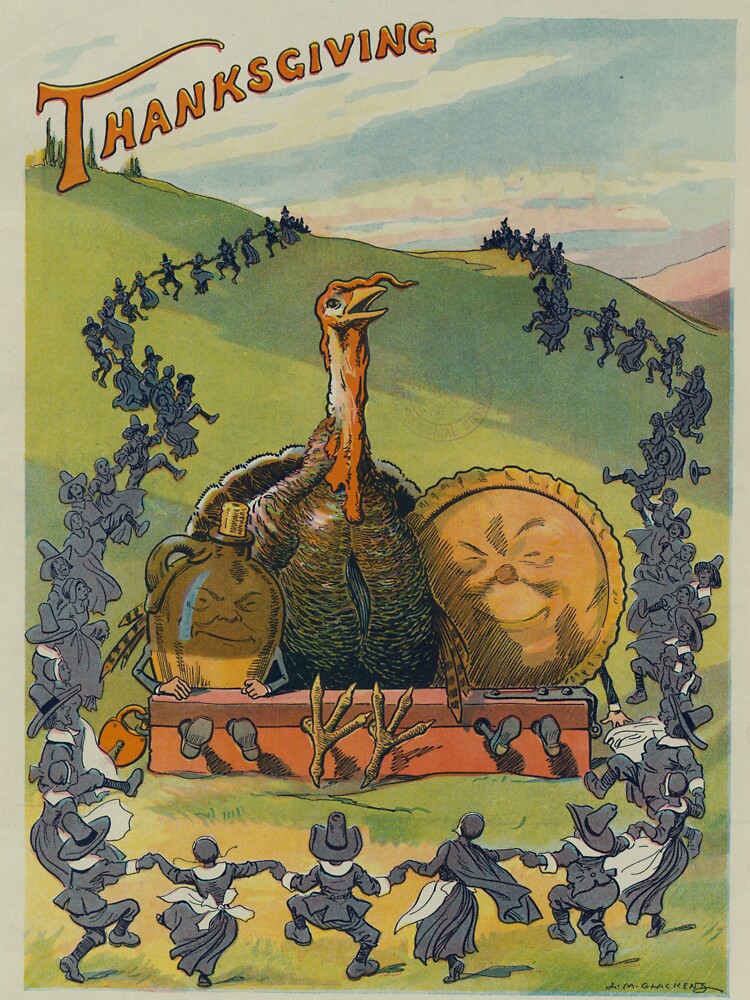 Vintage Thanksgiving Turkey and Feast Celebration (1913) by BravuraMedia T-Shirts, Hoodie, Sweatshirt (Image 3)