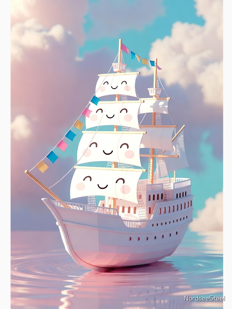 Kawaii Happy Sails Ship – Cute Smiling Pirate Boat by NordseeSteel T-Shirts, Hoodie, Sweatshirt | BlankRebels.com (Image 2)