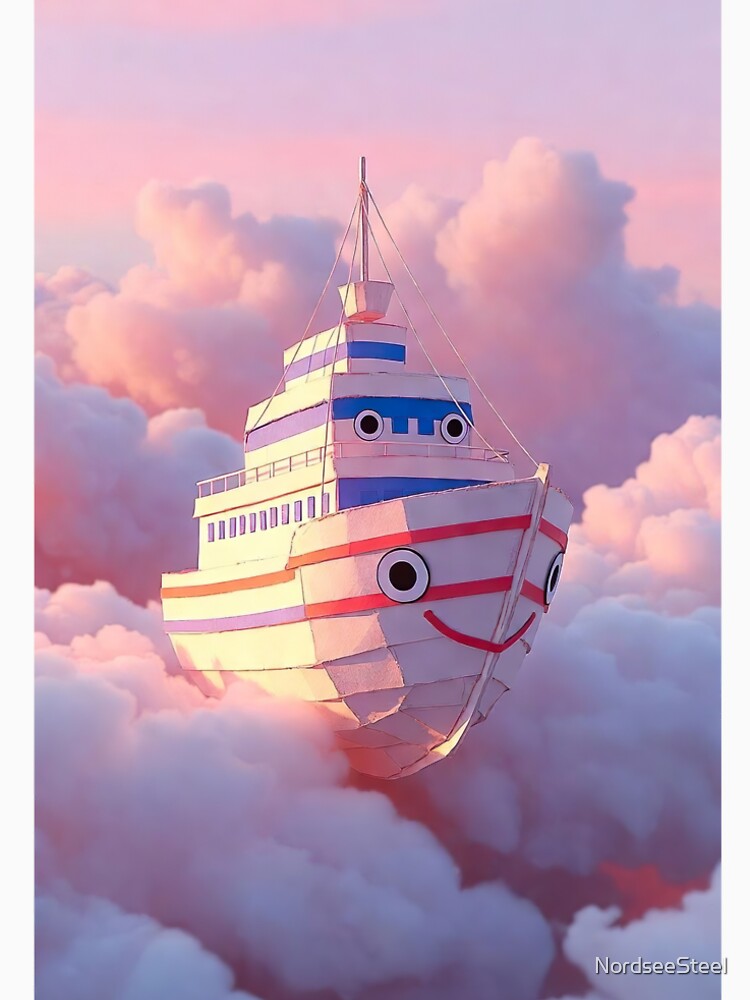 Kawaii Paper Airship at Sunset – Cute Flying Boat by NordseeSteel T-Shirts, Hoodie, Sweatshirt | BlankRebels.com (Image 2)