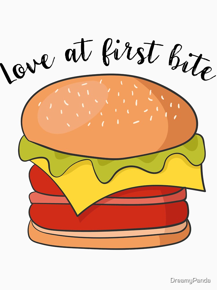 Love At First Bite Tasty Funny Burger T-Shirt by DreamyPanda Hoodie, Sweatshirt | BlankRebels.com (Image 3)