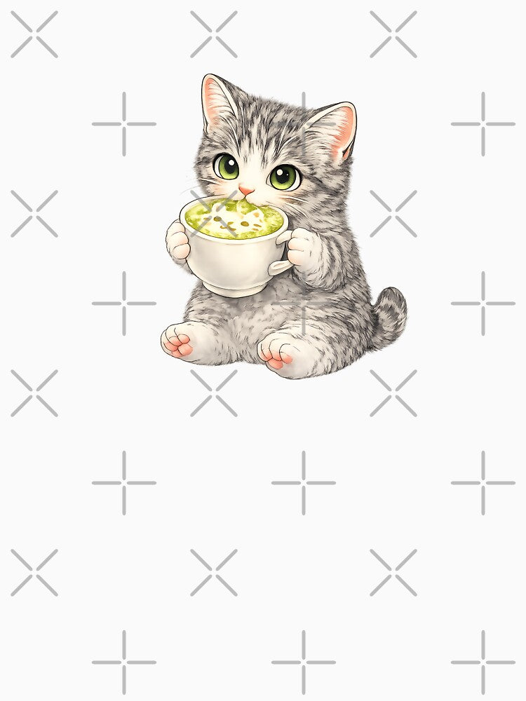 Cat Drinking Matcha Latte by CozyMeowLab T-Shirts, Hoodie, Sweatshirt | BlankRebels.com (Image 3)