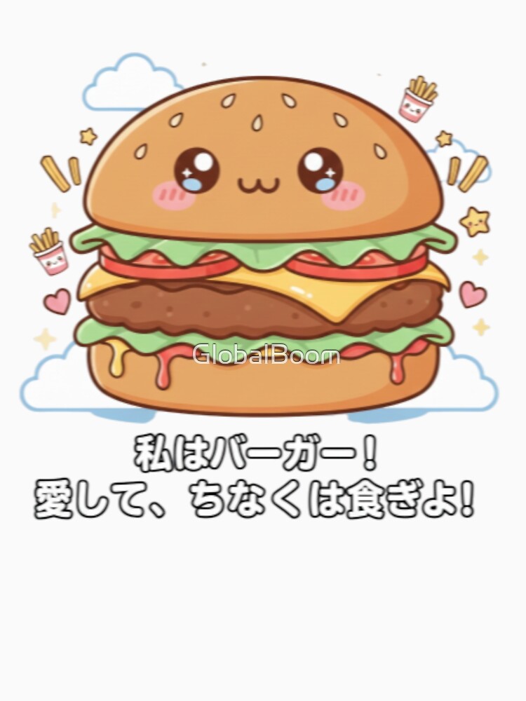 Cute Funny Sad Kawaii Burger – Adorable Emotional Food Character by GlobalBoom T-Shirts, Hoodie, Sweatshirt (Image 3)