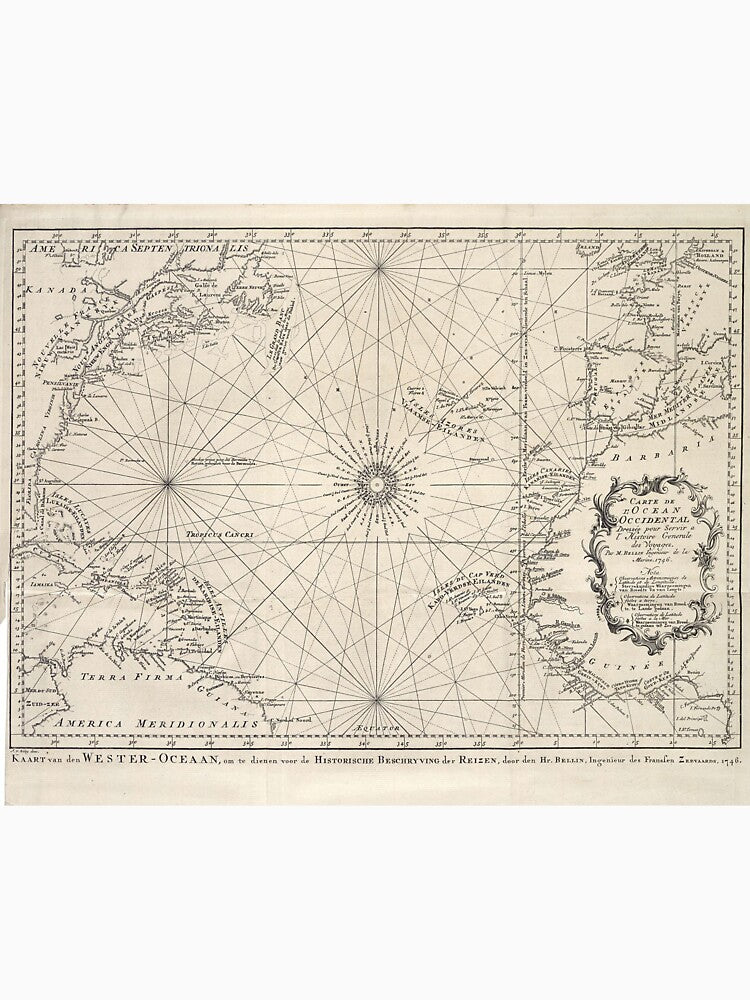 Vintage Map of The Atlantic Ocean (1746) by BravuraMedia T-Shirts, Hoodie, Sweatshirt | BlankRebels.com (Image 3)