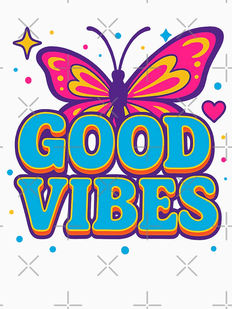GOOD VIBES Y2K Retro Butterfly – Black & White Aesthetic Design by edesza T-Shirts, Hoodie, Sweatshirt (Image 3)