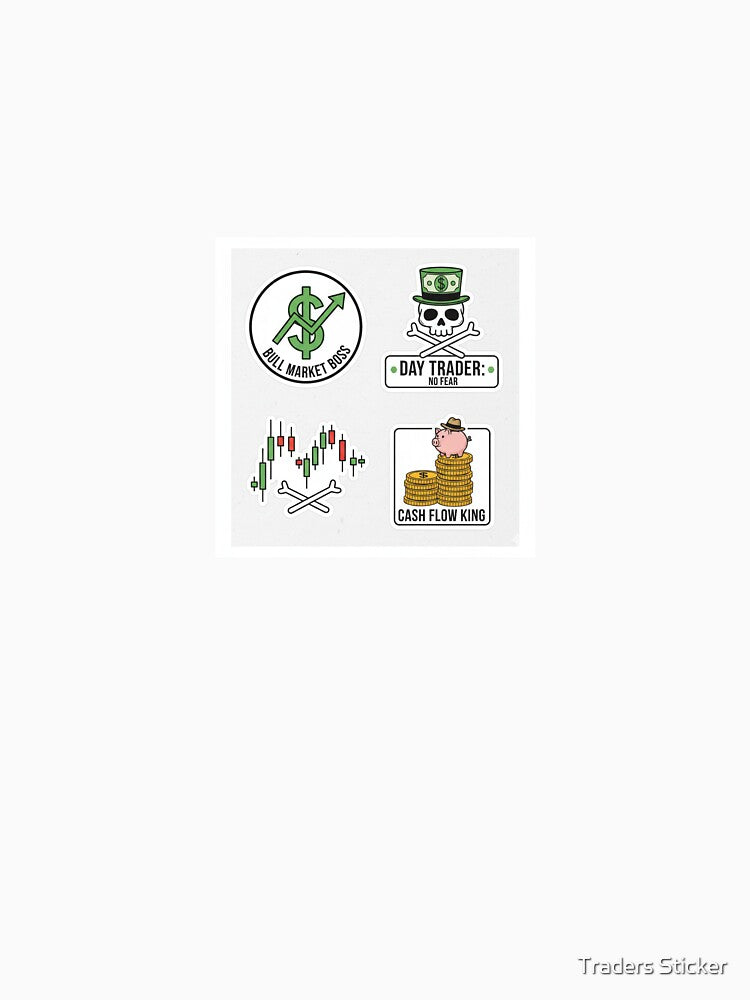 Stock Market Trader Stickers | Candles, Bull Market, Cash Flow King Pack by Traders Sticker T-Shirts, Hoodie,... (Image 3)