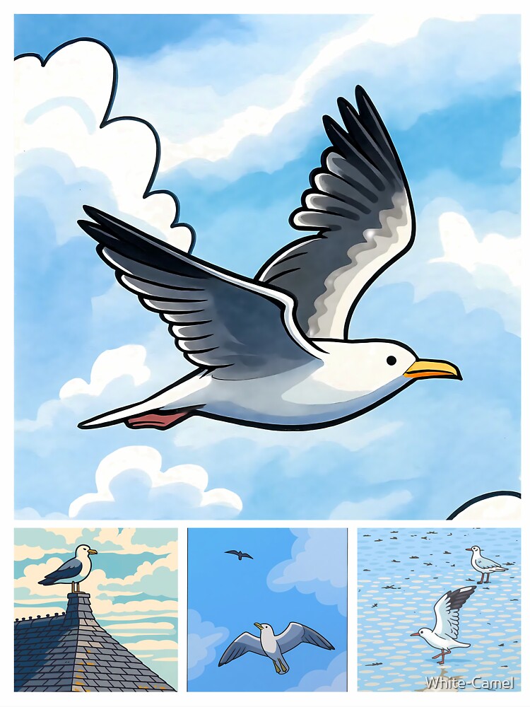 Sunset Flight Vintage Seabirds Coastal Sunset Collage Poster Art by White-Camel T-Shirts, Hoodie, Sweatshirt (Image 3)