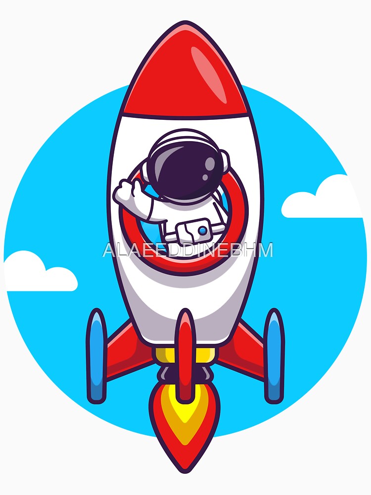 Astronaut riding rocket cartoon by ALAEEDDINEBHM T-Shirts, Hoodie, Sweatshirt | BlankRebels.com (Image 3)