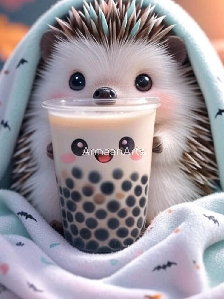 Kawaii Hedgehog Wrapped in Blanket | Cute Cozy Animal T-Shirt by ArmaanArts