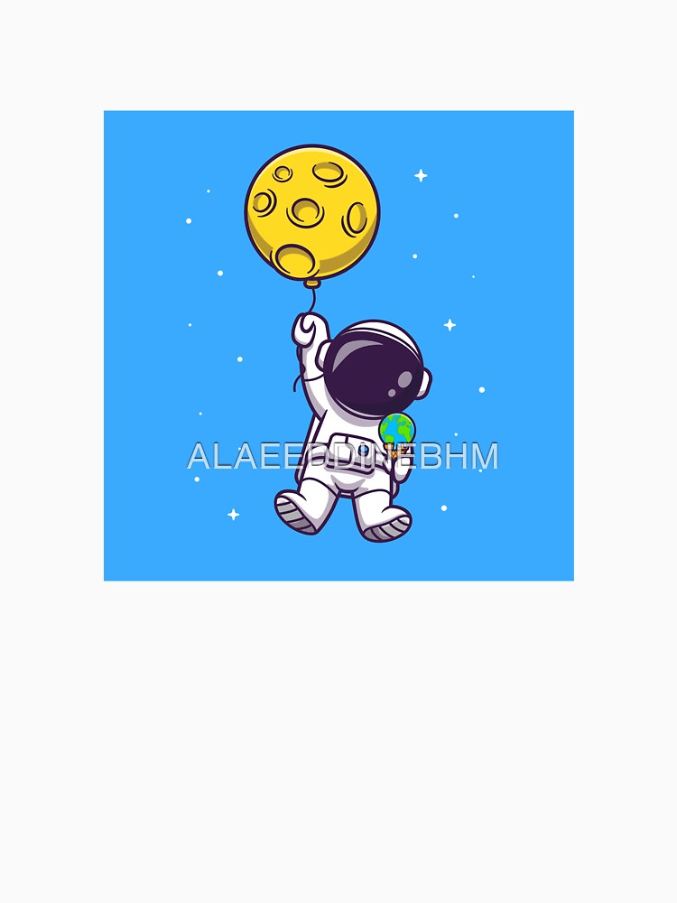 Astronaut floating with moon balloon cartoon by ALAEEDDINEBHM T-Shirts, Hoodie, Sweatshirt | BlankRebels.com (Image 3)