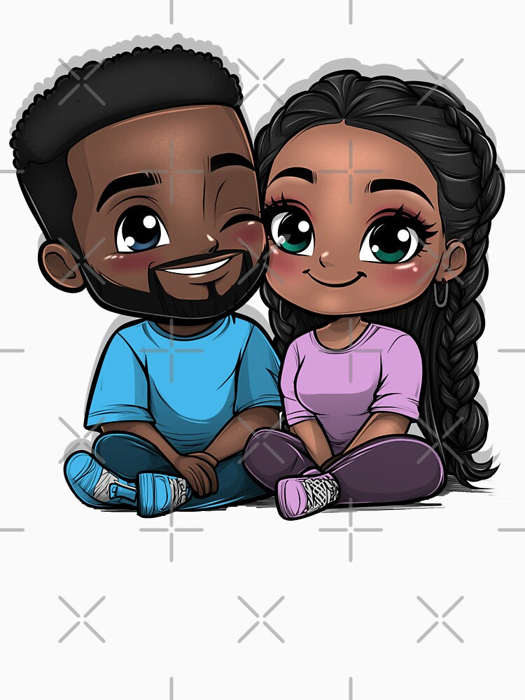Romantic Black Couple Illustration – Melanin Love Digital Art by Lulunza T-Shirts, Hoodie, Sweatshirt (Image 3)