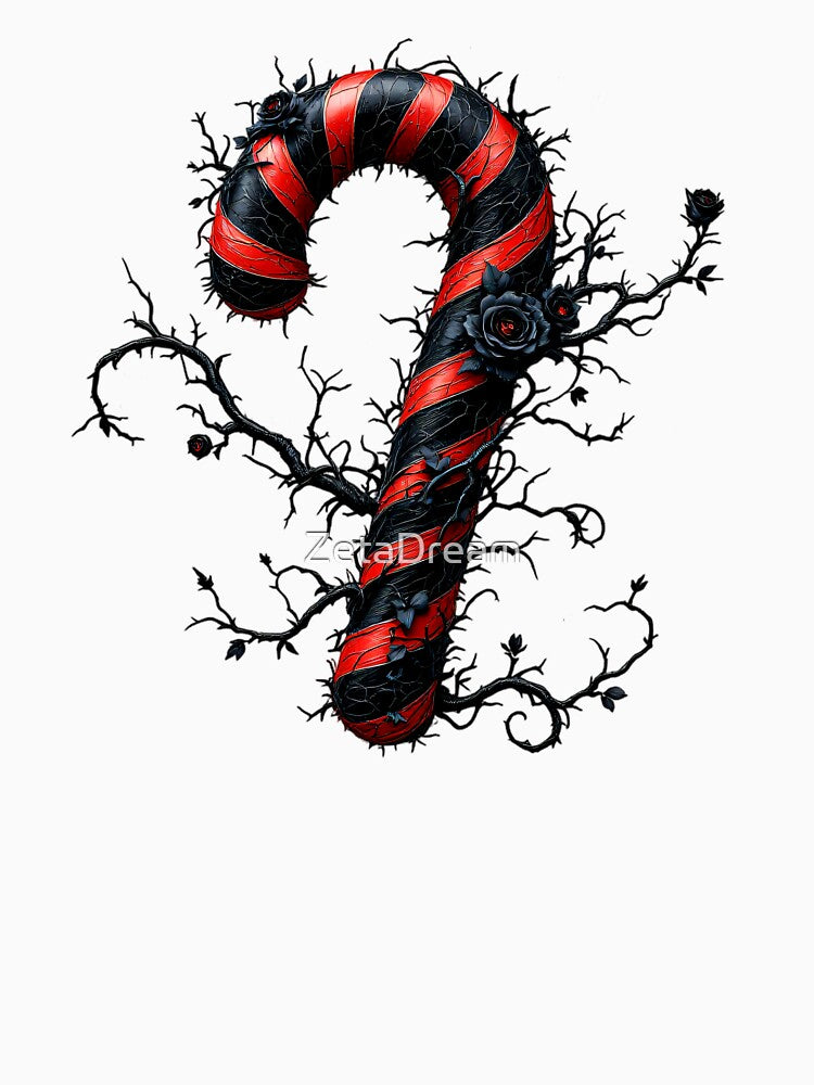 Gothic Candy Cane with Black Roses by ZetaDream T-Shirts, Hoodie, Sweatshirt | BlankRebels.com (Image 3)