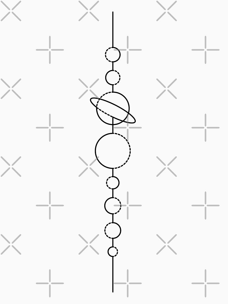 Solar System Aligned | One Line Drawing | One Line Art | Minimal | Minimalist by One-Line-Artist T-Shirts,... (Image 3)
