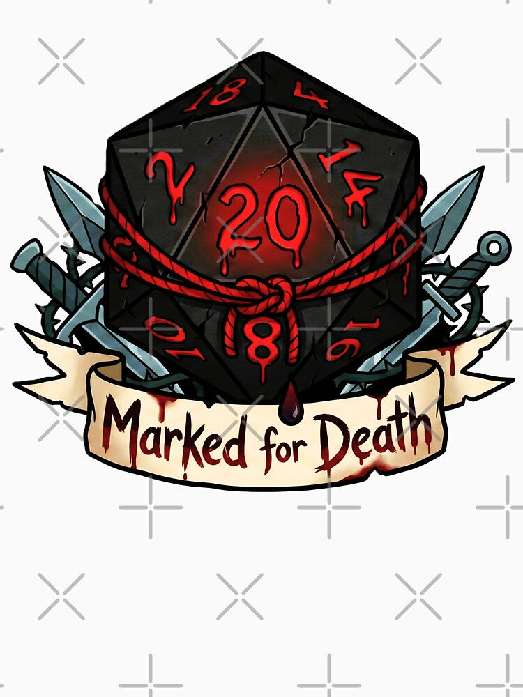Rogue "Marked for Death" Bloody D20: D&D Class Emblem by SkinnyFlatWhite T-Shirts, Hoodie, Sweatshirt (Image 3)