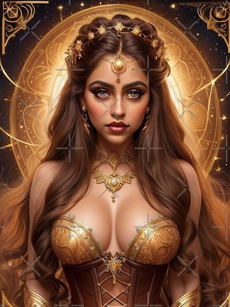 Golden Leo Goddess – Fire Sign Warrior Fantasy Illustration by MissSaylor T-Shirts, Hoodie, Sweatshirt (Image 3)