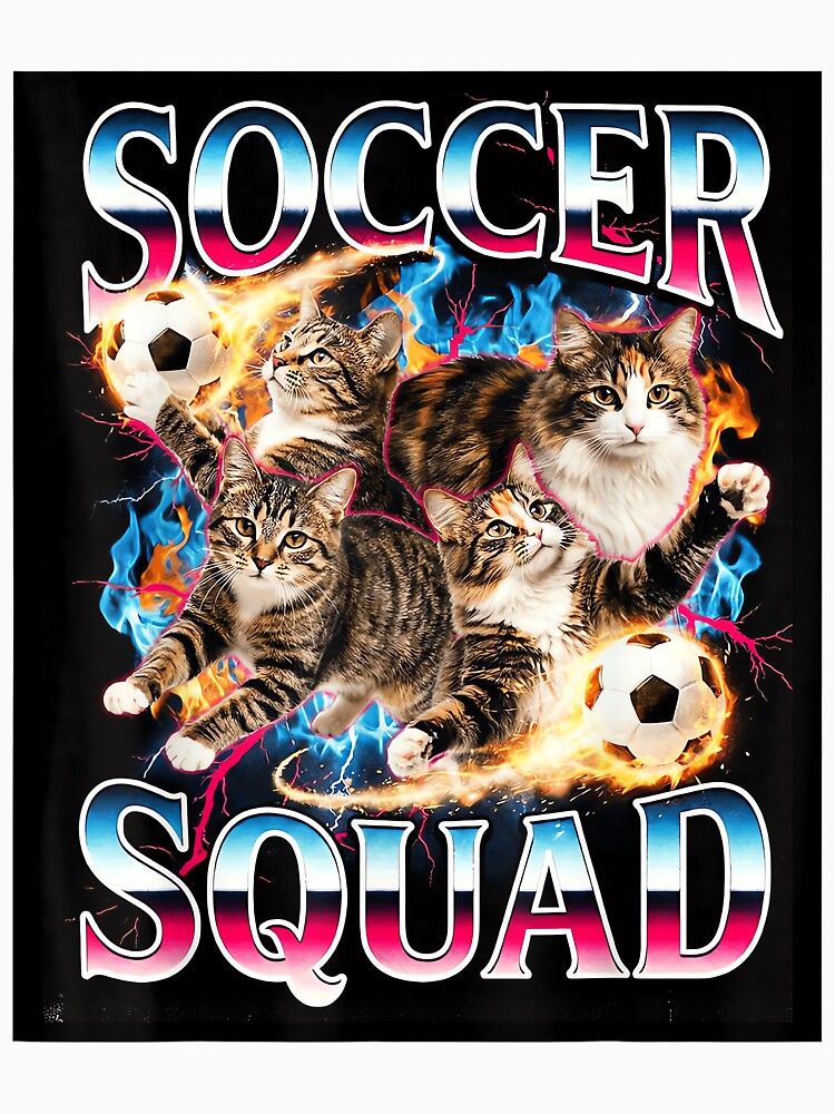 Soccer Squad Funny Cat Meme Retro 90s Bootleg Graphic Tabby by PaulTSchafer