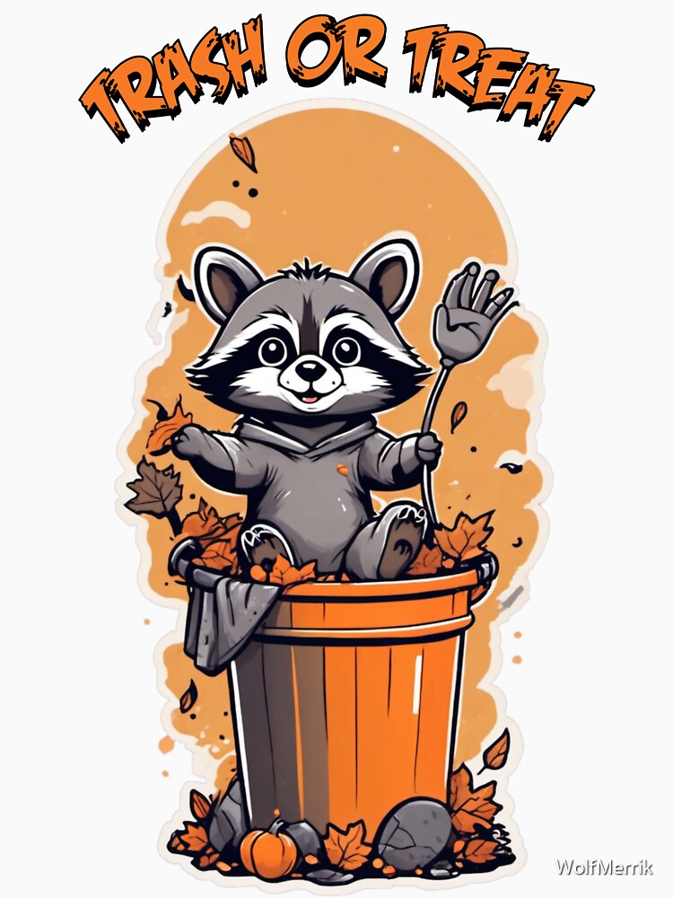 Vintage Trash or Treat Baby Raccoon Halloween by WolfMerrik T-Shirts, Hoodie, Sweatshirt | BlankRebels.com (Image 3)