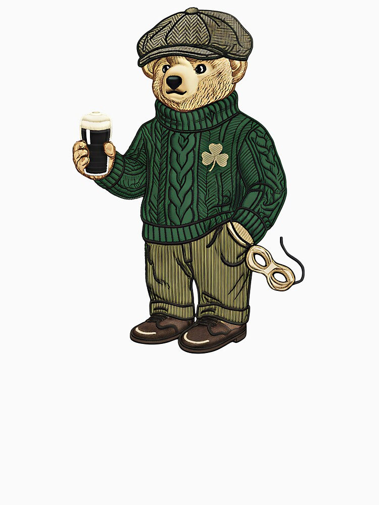 Vintage Irish Bear Shamrock Classic T-Shirt – Retro St Patrick Lucky Pub Aesthetic by ObsidPyth-Arts Hoodie,... (Image 3)