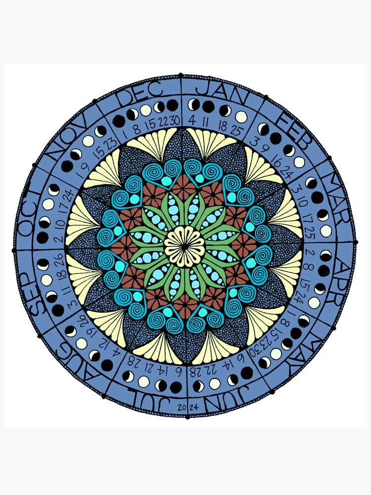 2024 Lunar Calendar Mandala by bondglassdesign T-Shirts, Hoodie, Sweatshirt | BlankRebels.com (Image 2)