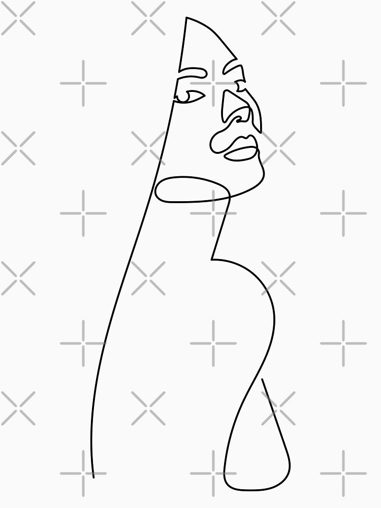 Beautiful with long hair | One Line Drawing | One Line Art | Minimal | Minimalist by One-Line-Artist T-Shirts,... (Image 3)