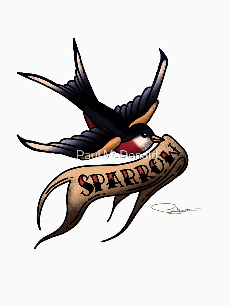 Vintage Sparrow Tattoo Art by Paul McDonald T-Shirts, Hoodie, Sweatshirt | BlankRebels.com (Image 3)