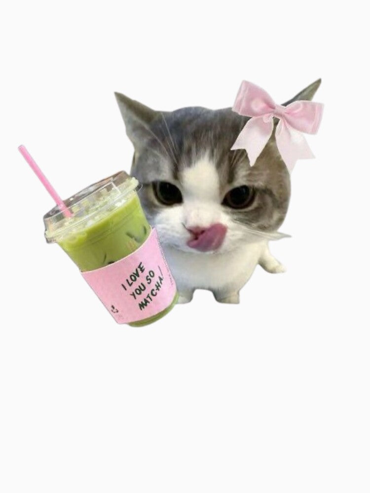 Coquette Aesthetic Cat Drinking Iced Matcha Green Tea by Theselinara T-Shirts, Hoodie, Sweatshirt | BlankRebels.com (Image 3)