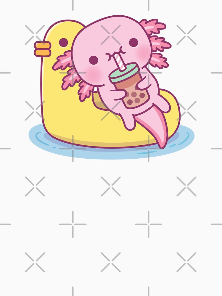 Cute Axolotl Chilling On Duck Pool Float Drinking Bubble Tea by rustydoodle T-Shirts, Hoodie, Sweatshirt (Image 3)