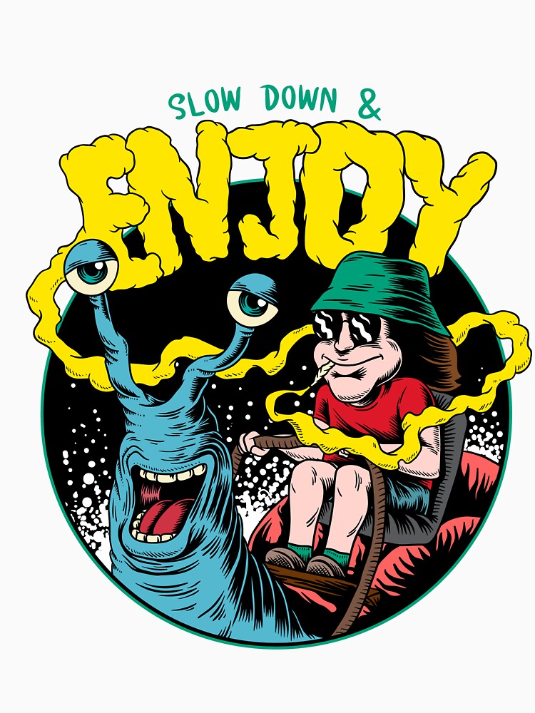 Slow Down & Enjoy Retro Snail Design – Funny Chill Vibes Art for T-Shirts, Hoodies, Mugs, Pillows, Aprons &... (Image 3)