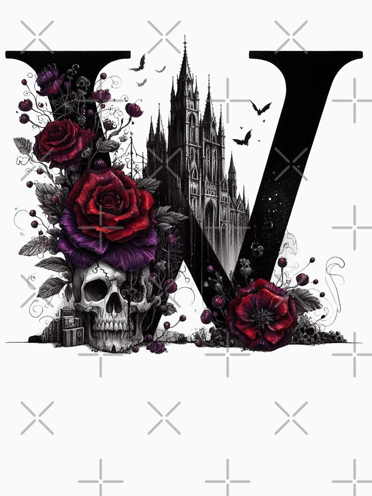 Gothic Halloween Skull and Roses W by CultDigHoriz T-Shirts, Hoodie, Sweatshirt | BlankRebels.com (Image 3)