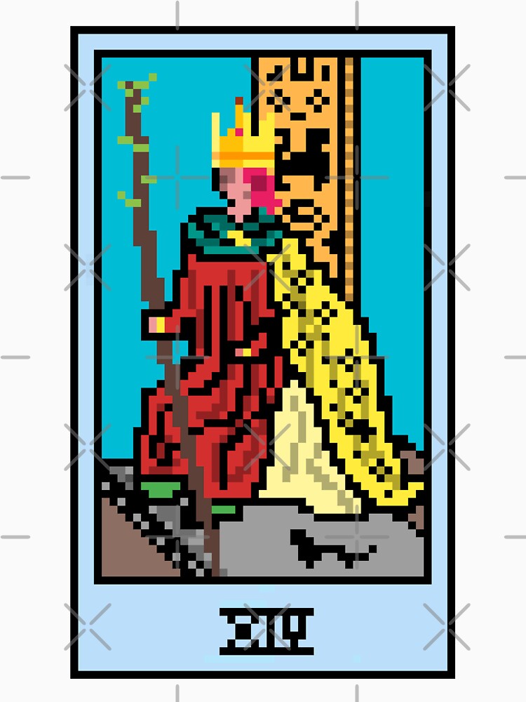 Wait, is this pixel art tarot? White - Minor Arcana 'King of Wands' (Design for T-shirt, stickers and other... (Image 3)