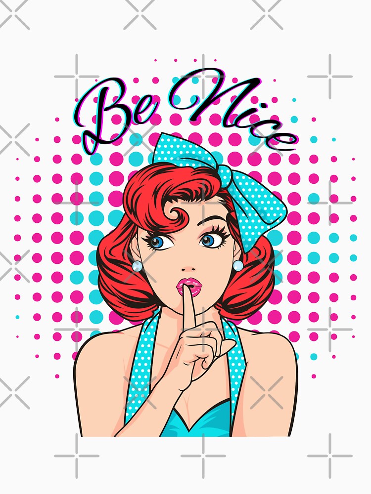 Retro Pop Art Cute Red Haired Girl - Be Nice by LionessLove