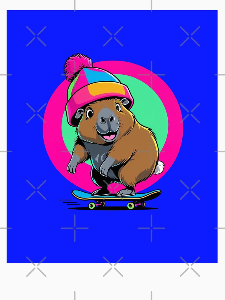 Blue Neon Skater Capybara by Snappy Splash T-Shirts, Hoodie, Sweatshirt | BlankRebels.com (Image 3)