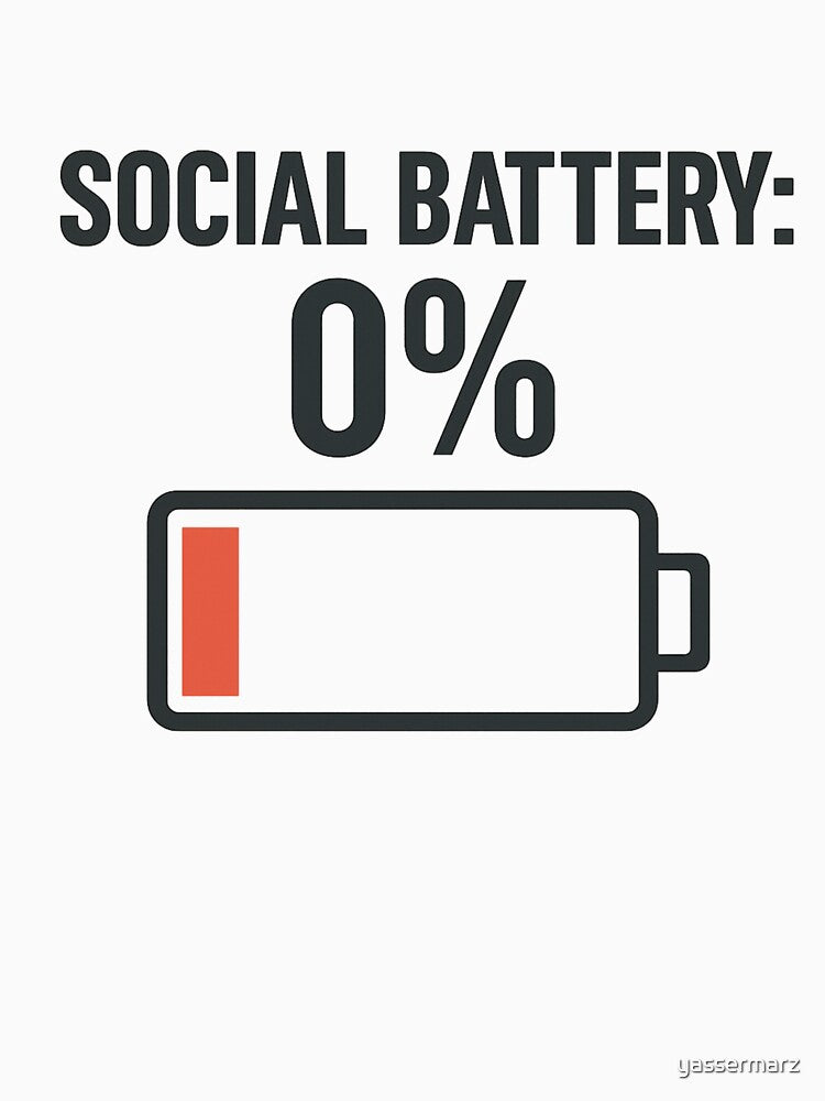 Social Battery 0% – Funny Introvert Shirt with Dead Battery Meme by yassermarz Hoodie, Sweatshirt | BlankRebels.com (Image 3)