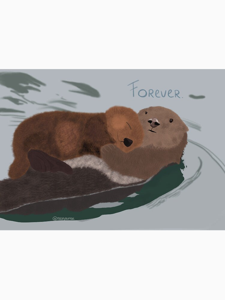 Otters holding hands (full drawing) by noonjournal T-Shirts, Hoodie, Sweatshirt | BlankRebels.com (Image 3)