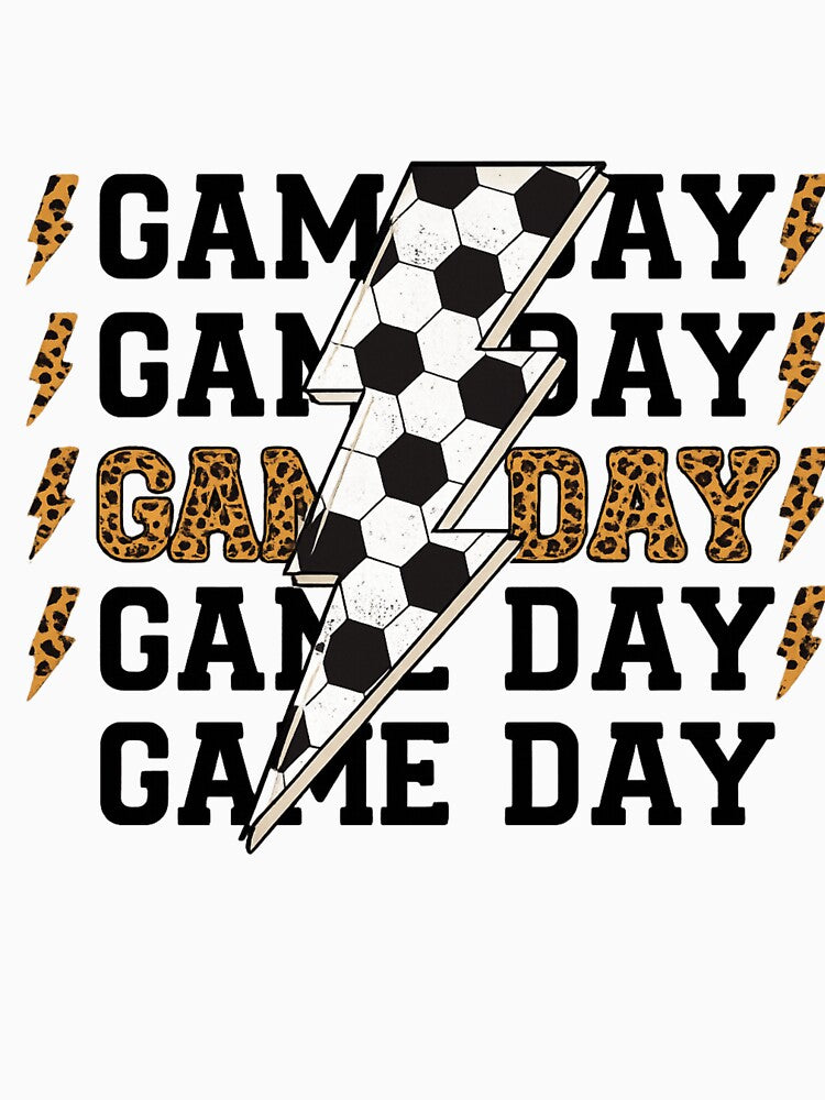 Bold Game Day Lightning Soccer Design with Leopard Print Accent by haitrieuic96