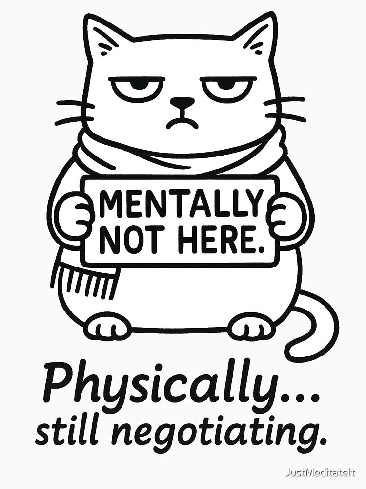 Mentally not here. Physically… still negotiating – Humorous T-Shirt for Introverts – Comfortable and Casual... (Image 3)