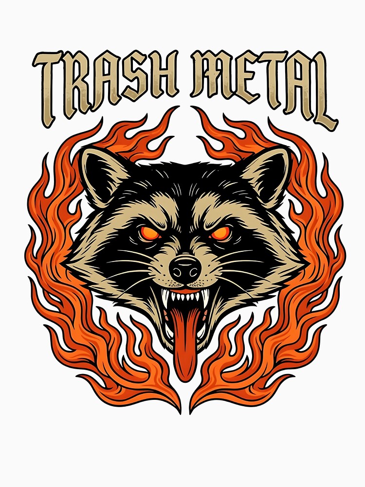 Trash Metal Raccoon – Feral Trash Panda Flame Graphic with Heavy Attitude by GiftsCreek T-Shirts, Hoodie,... (Image 3)