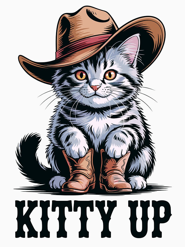 Cowboy Cat Kitty Up Vintage Western Cat by designleon19 T-Shirts, Hoodie, Sweatshirt | BlankRebels.com (Image 3)
