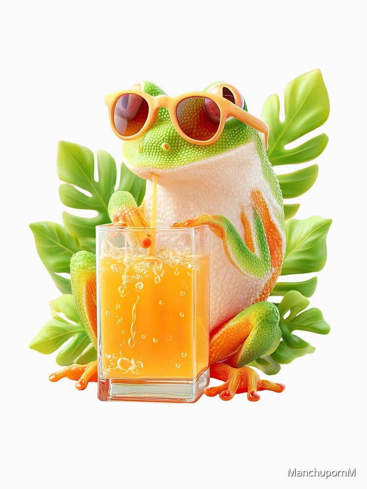 Funny Meme Frogs, Cool Frog with Sunglasses and Juice Box by ManchupornM T-Shirts, Hoodie, Sweatshirt (Image 3)